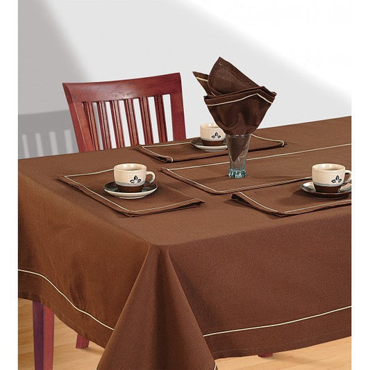 Mocha Plain Rectangular Table Linen- Cinnamon Brown