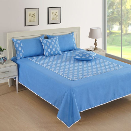 Swayam Sublime Glory Blue & White bed cover set-10506