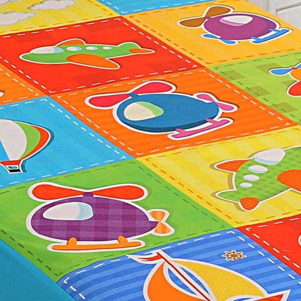 Aircraft Kids Bed sheet Single- SKB-1003 Aero - Aircraft Kids Bed sheet Single- SKB-1003 Aero