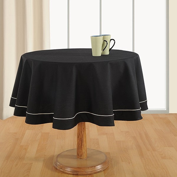 Beauteous Black Plain Round Table Linen: 771