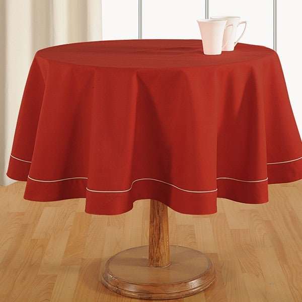 Christmas Red Plain Round Table Linen: 772