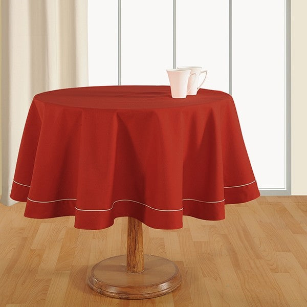 Christmas Red Plain Round Table Linen: 772