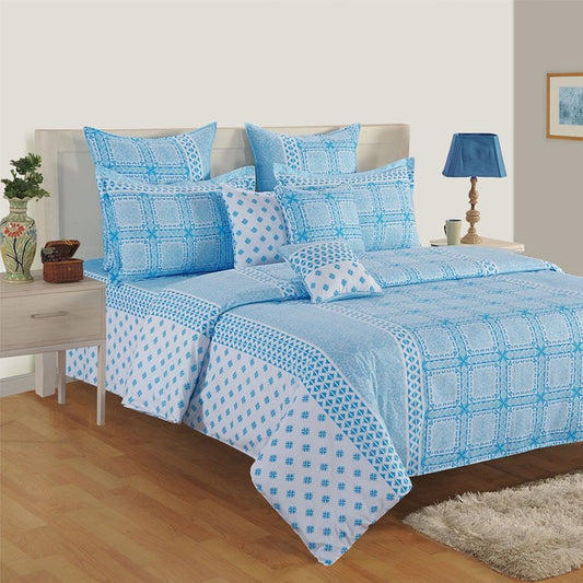 Blue Fashion Fiesta Swayam Zinnia Bed Sheet-15031