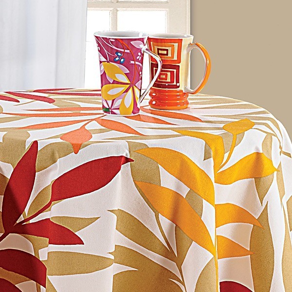 Autumn Leaves Printed Round Table Linen- 5904