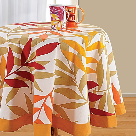 Autumn Leaves Printed Round Table Linen- 5904
