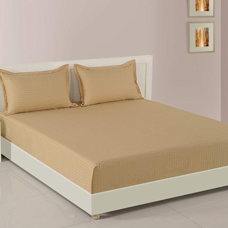 Beige Basics Fitted Bed Sheet, Sonata Classic Coral-Beige Basics