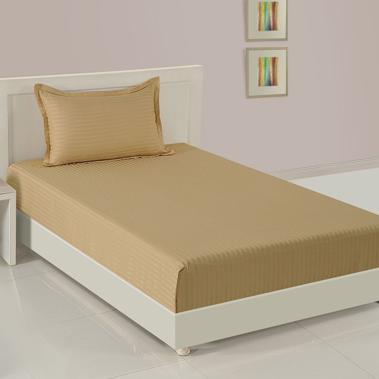 Beige Basics Fitted Bed Sheet, Sonata Classic Coral-Beige Basics