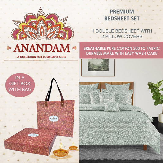 Anandam Double Bedsheet with 2 Pillow Covers - 14104