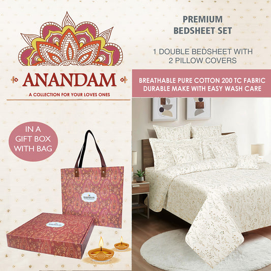 Anandam Double Bedsheet with 2 Pillow Covers - 14111