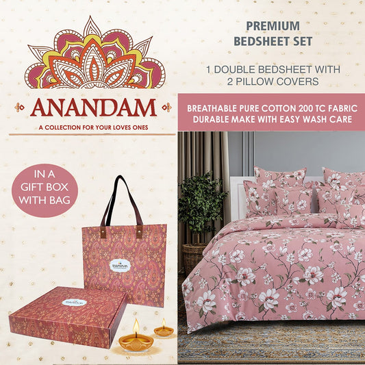 Anandam Double Bedsheet with 2 Pillow Covers - 14159