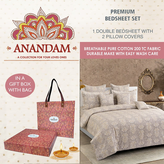 Anandam Double Bedsheet with 2 Pillow Covers - 14163