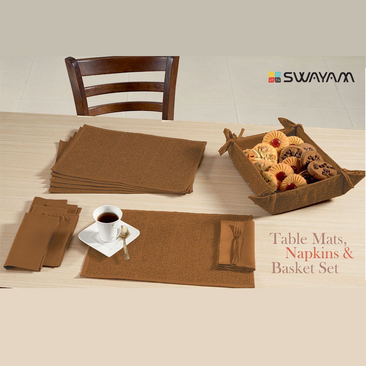 BROWN ETHNIC DINING SET