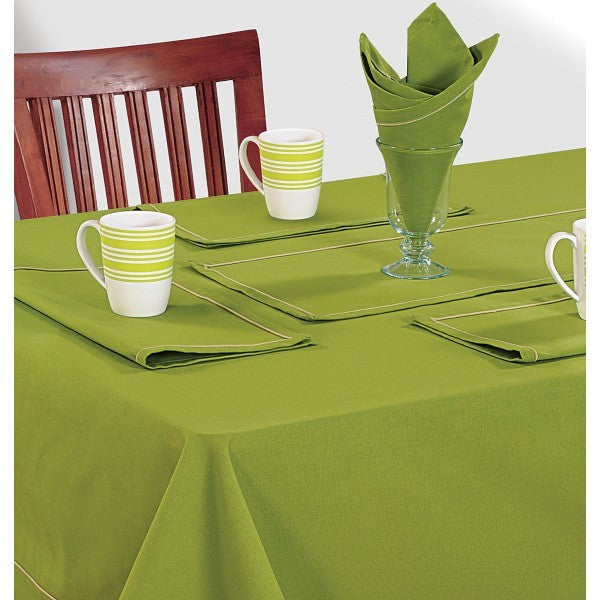 Fresh Plain Rectangular Table Linen- Grass Green