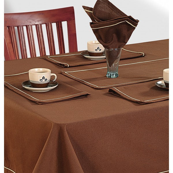 Mocha Plain Rectangular Table Linen- Cinnamon Brown