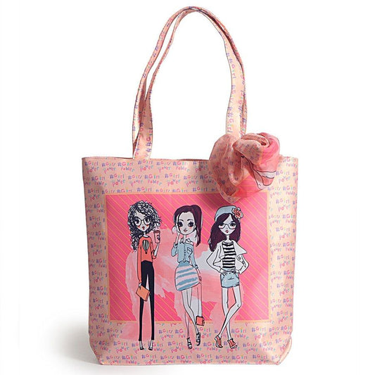 Girl Power Fashion bag with neck roll scarf - FBS-06