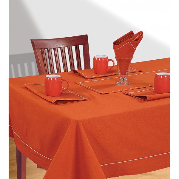 Saffron Plain Rectangular Table Linen- Rusty Orange