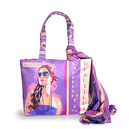 Beautiful Lady Fashion Bag With Neck Roll Scarf- SCF - 1912