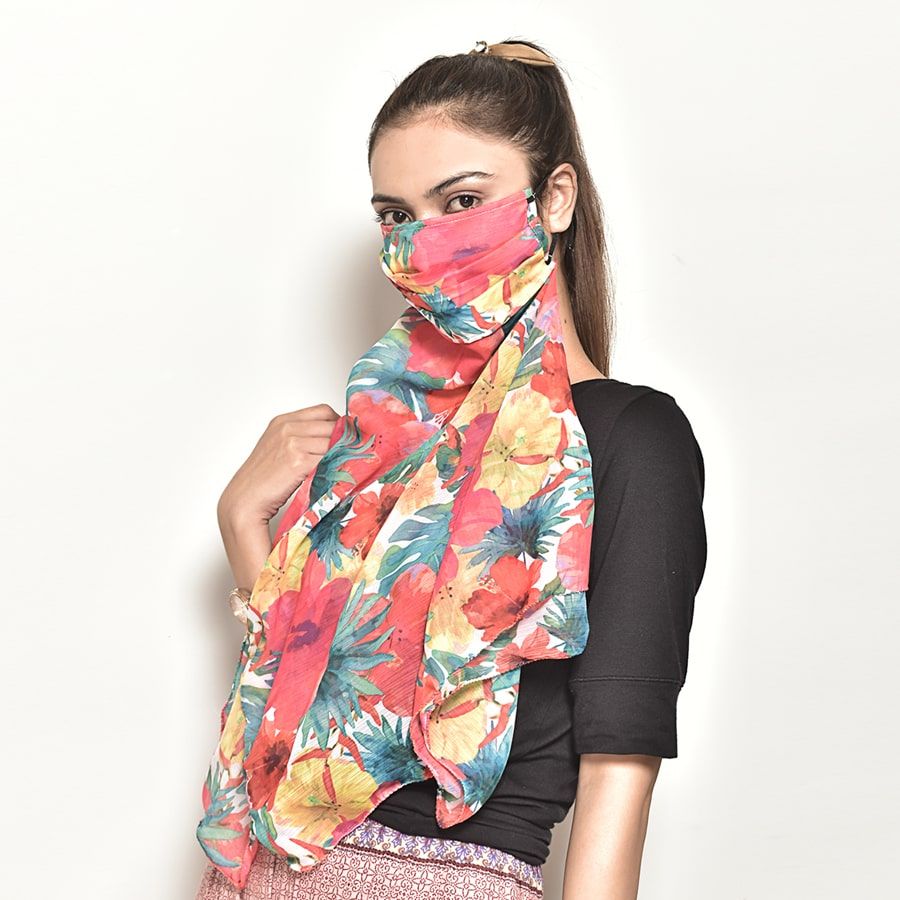 Flowery Protection Scarf Mask-5112