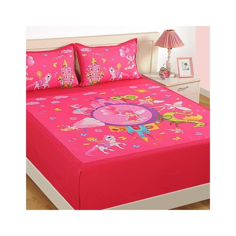 Double Kids Bed Sheet- DKB-184 Fairy Land N