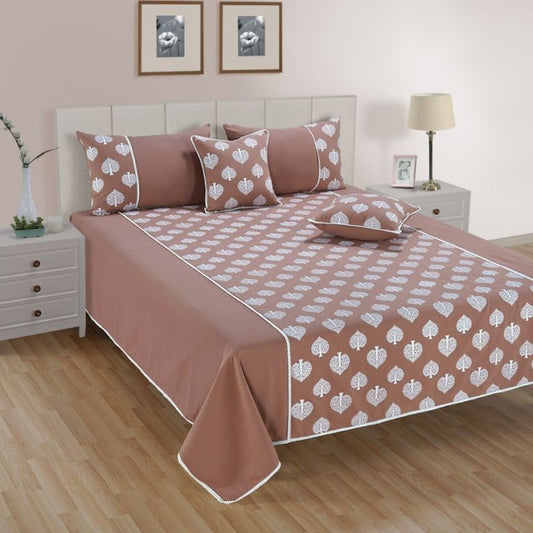 Swayam Brown & White Purity bed cover set-10502