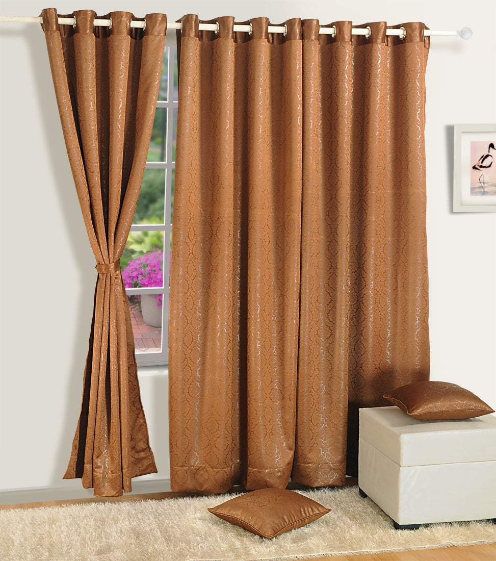 BROWN JACQUARD BLACKOUT CURTAINS – 2051