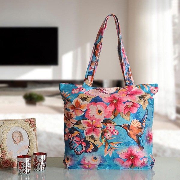 Blue Floral Fashion Shopping Bag -705