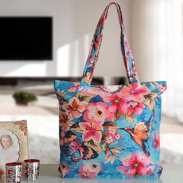 Blue Floral Fashion Shopping Bag -705