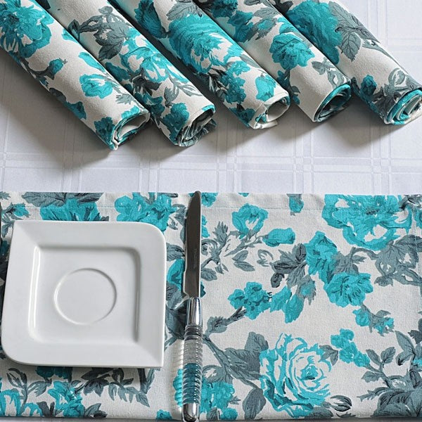 Blue Rose Dinner Napkins Set- 2711