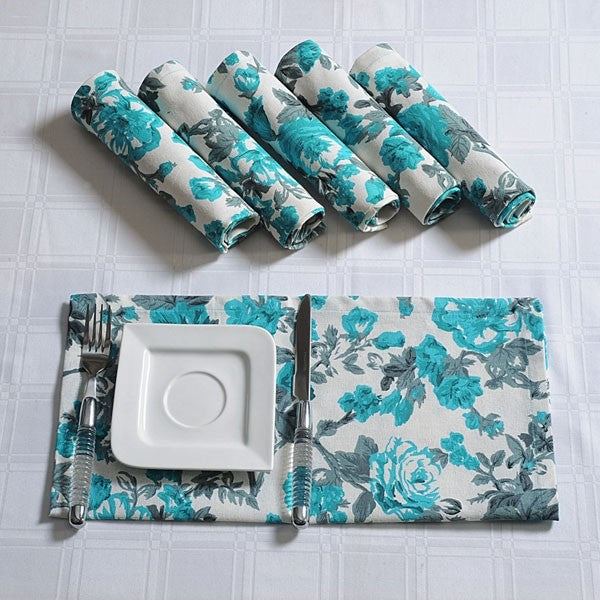 Blue Rose Dinner Napkins Set- 2711