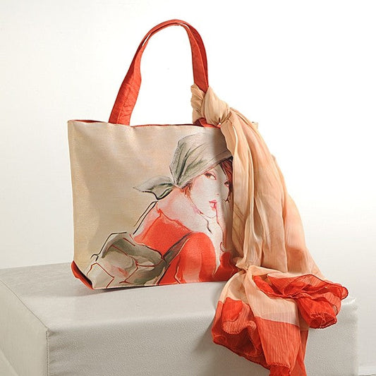 Beige Orange Scarf Bags- SCF- 915