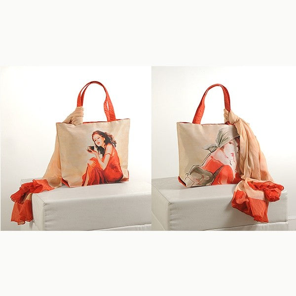 Beige Orange Scarf Bags- SCF- 915