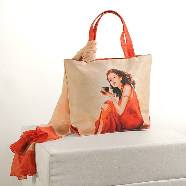 Beige Orange Scarf Bags- SCF- 915