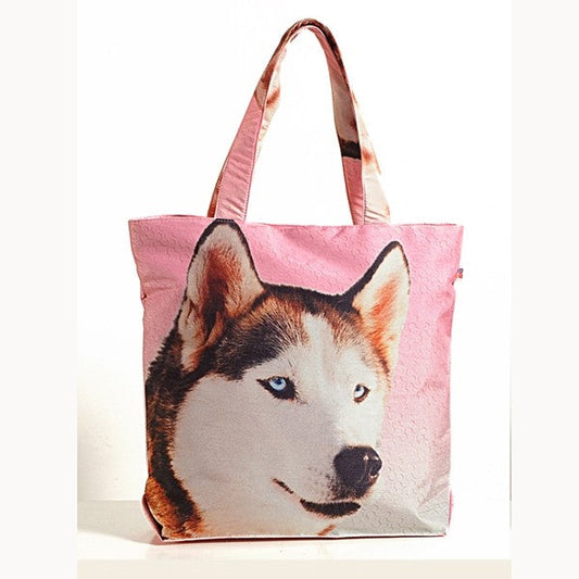 Pink Husky Animal Theme Bag- Dogs-2