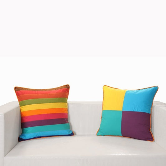 Rainbow Colors Patchwork Cushion Covers- Appl-14002