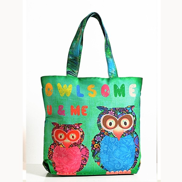 Designer Green Animal Theme Bags- Owl-1