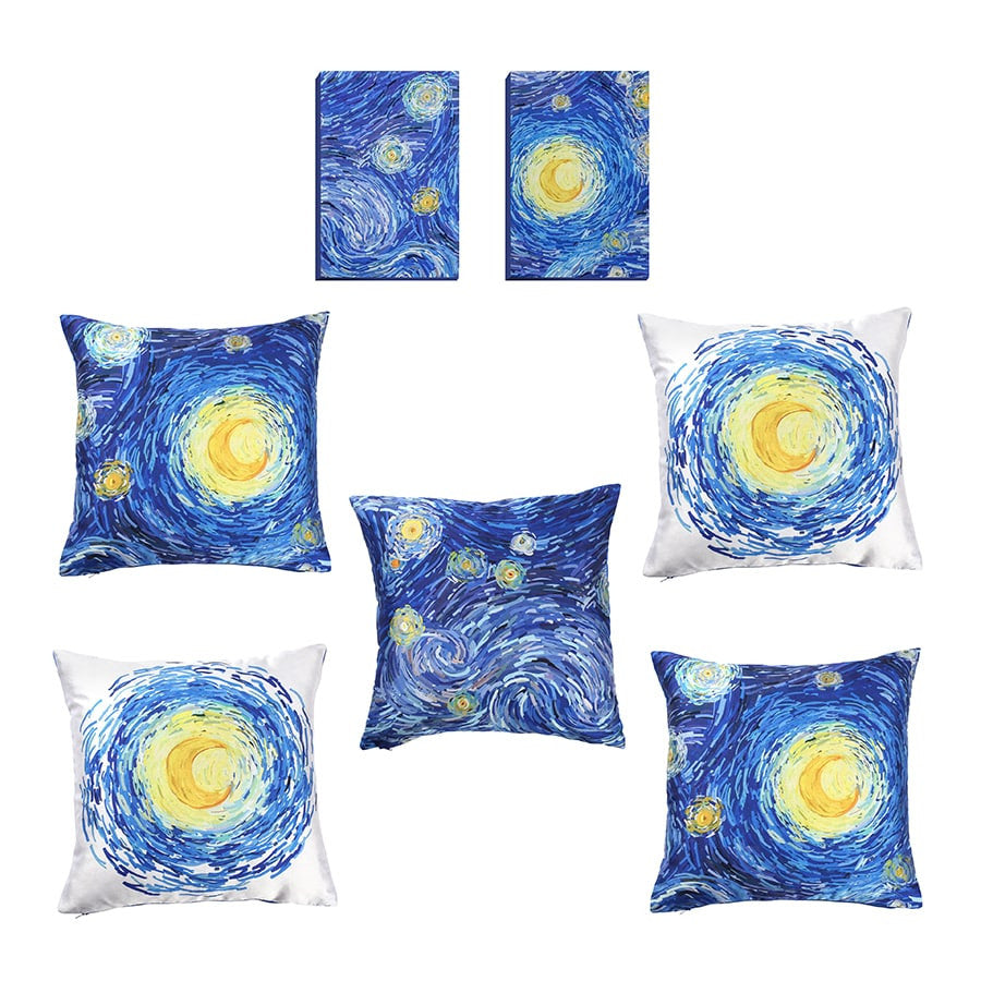 Swayam Multicolor Starry Night Abstract Wallart Décor set-Set of 7 pcs