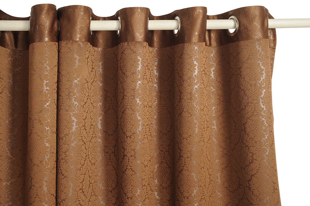 BROWN JACQUARD BLACKOUT CURTAINS – 2051