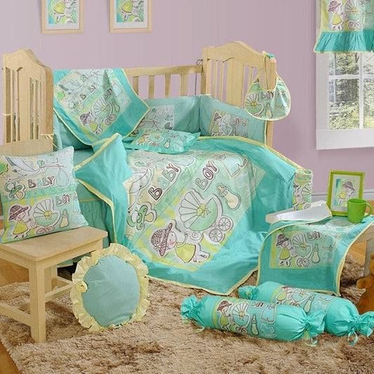 Bright Green Baby Cot Set- 1005