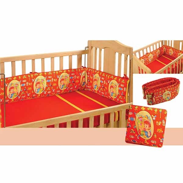 Red Golden Baby Cot Bumper – 1010