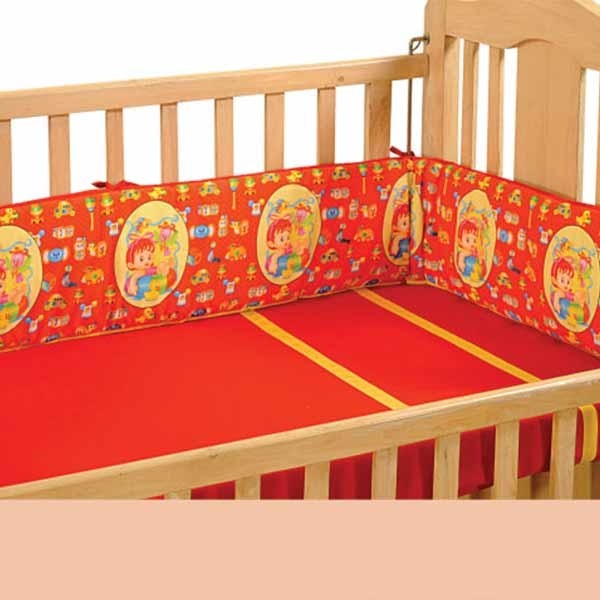 Red Golden Baby Cot Bumper – 1010