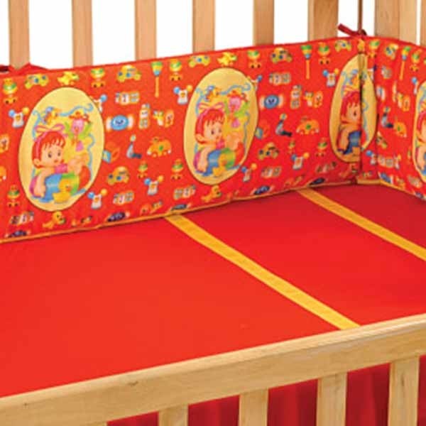 Red Golden Baby Cot Bumper – 1010