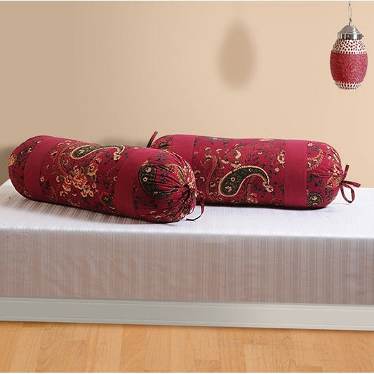 Coral Red Bolster Cover-3002