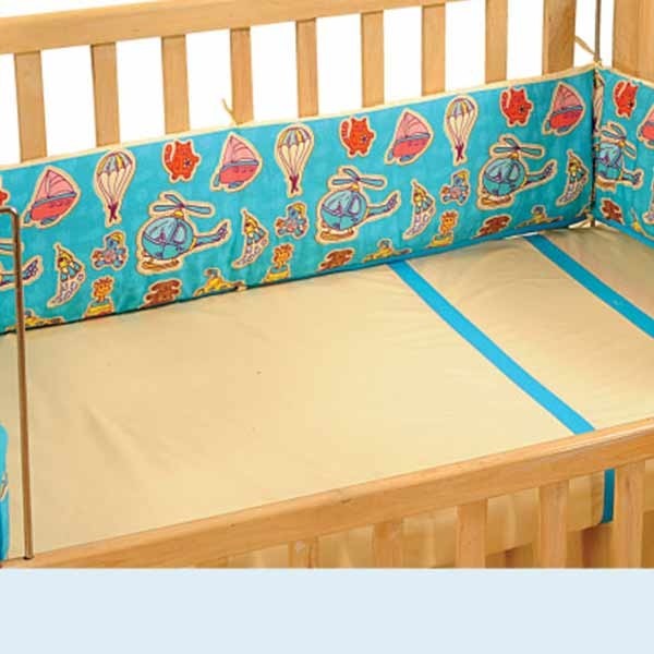 Turquoise Helicopter Cot Bumpers-1012