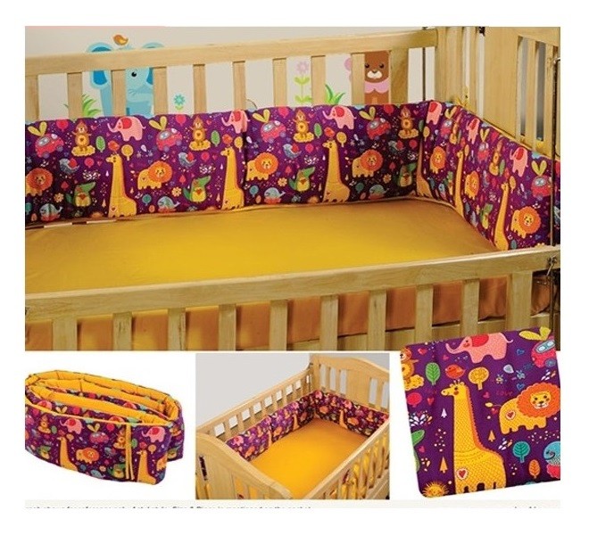 Purple Animals Cot Bumper- Folk Animals