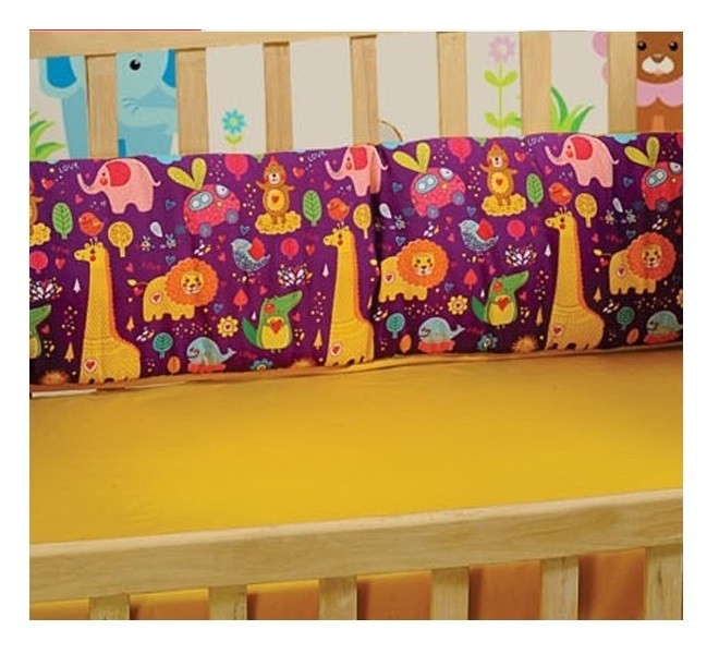 Purple Animals Cot Bumper- Folk Animals