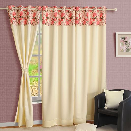 IVORY ROSE BLACKOUT CURTAINS – 2022 PRINTED IVORY