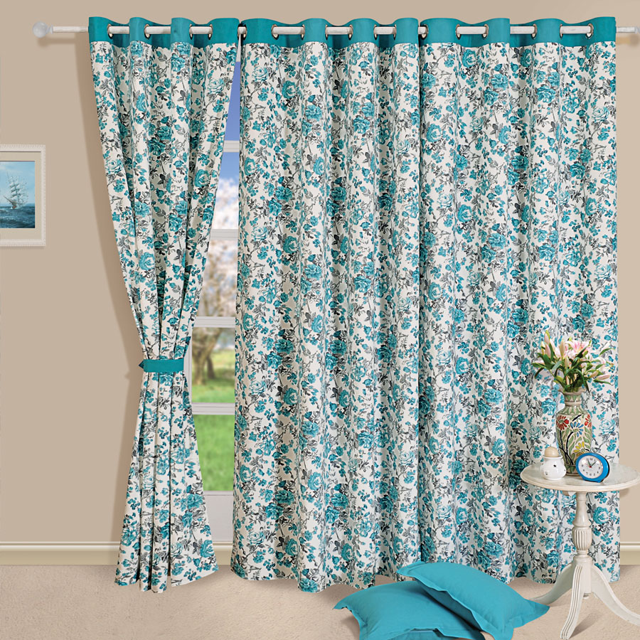 BLUE ROSE PRINTED CURTAINS-2711