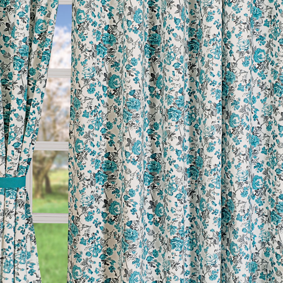 BLUE ROSE PRINTED CURTAINS-2711