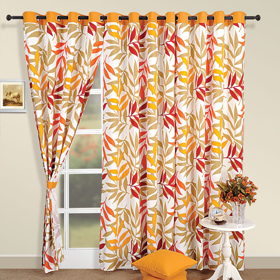 BLAZE YELLOW PRINTED CURTAINS-5904