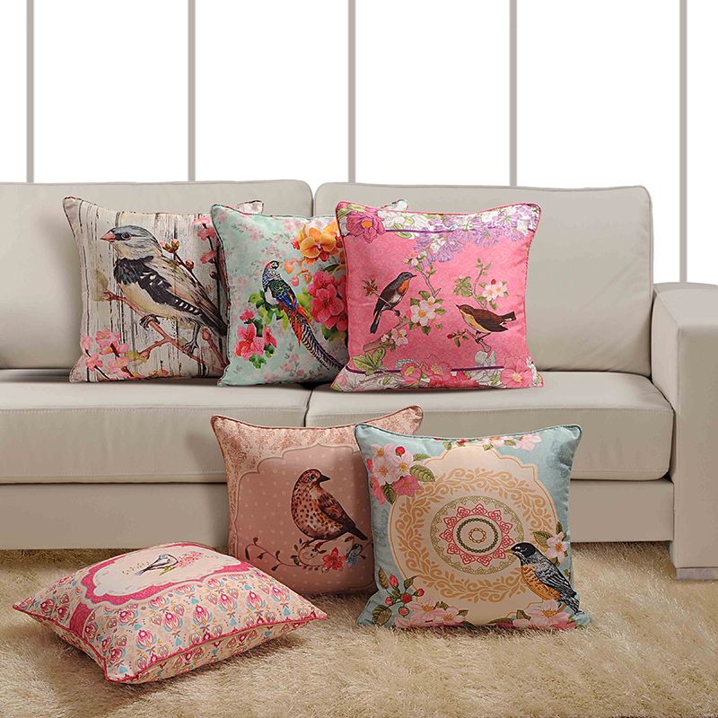 Bird Theme Deco Cushion Cover - 1041 (Set of 6)